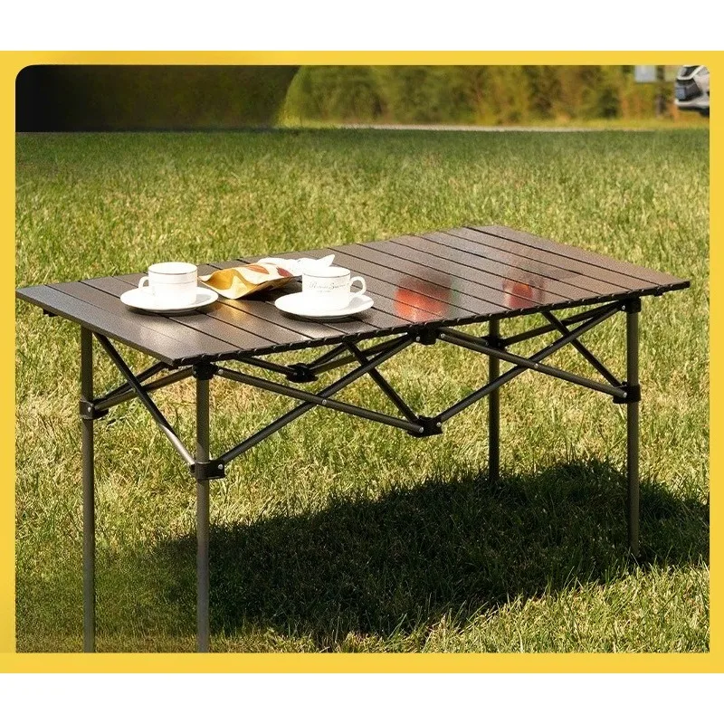 

Portable Metal Folding Egg Roll Table Outdoor Camping Picnic Table BBQ Travel Self-Driving Table