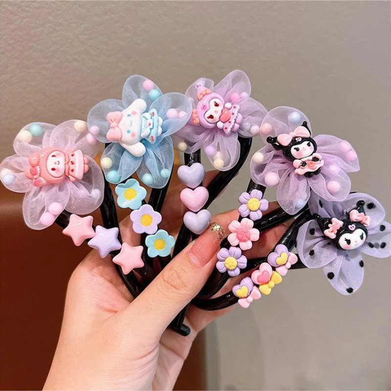 Sanrio-Pinzas para el pelo antideslizantes de dibujos animados para mujer y niña, accesorios Kawaii para el cabello, Clip de tiburón con flores bonitas, regalos exquisitos