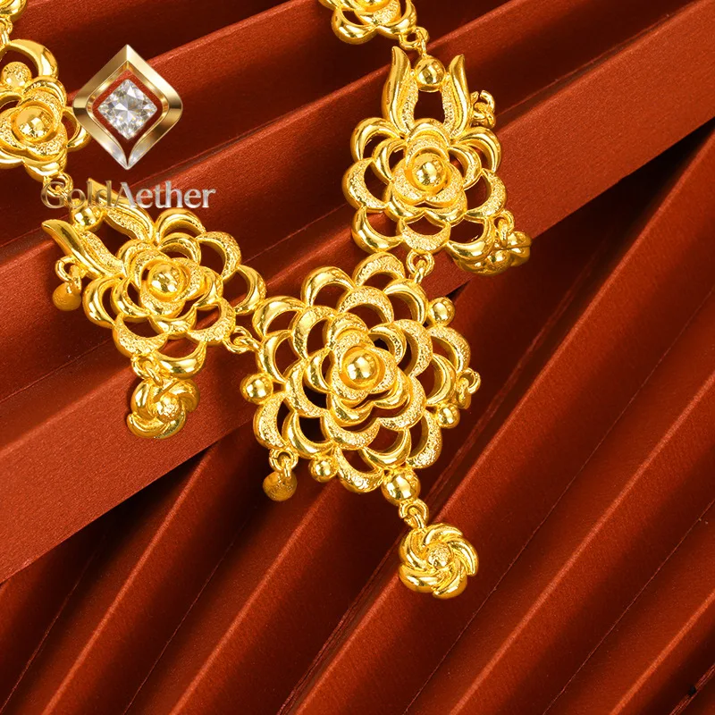 

GoldNouveau Luxury 24K 9999 Pure Gold real gold Women's Wedding Flower Chain