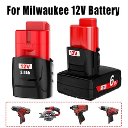 Bateria recarregável para Milwaukee M12 XC, ferramentas sem fio, 12V, 3 Ah, 6.0Ah, 48-11-2402, 48-11-2411, 48-11-2401, 48 11 2412 MIL-12A-LI