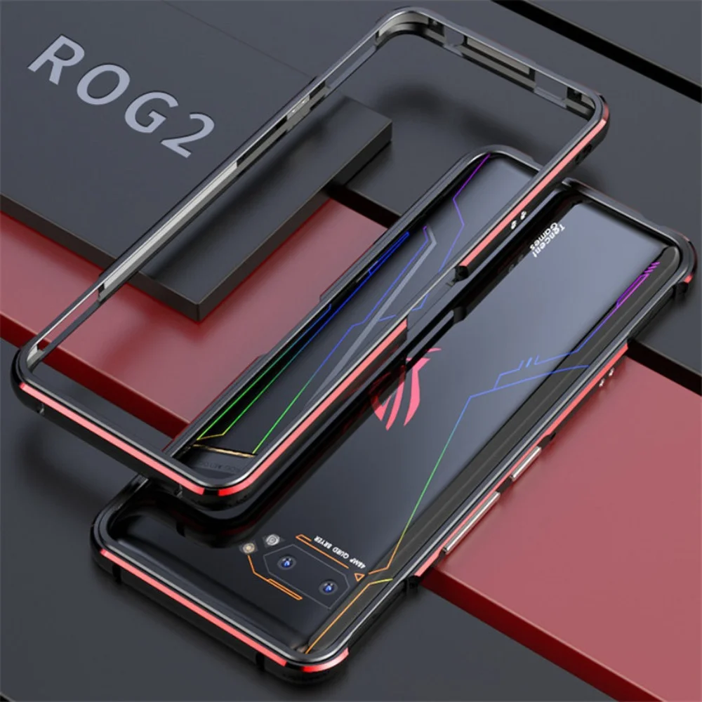 Dual Color Aurora Border Aluminum Metal Bumper For ASUS ROG 2 ROG2 For ASUS ROG Phone II Cover Case Carmera+Frame Protector