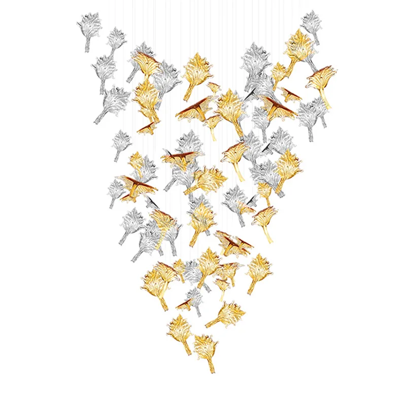 Led modern crystal luxury chandelier, clubhouse engineering large feather glass chandelier, custom
