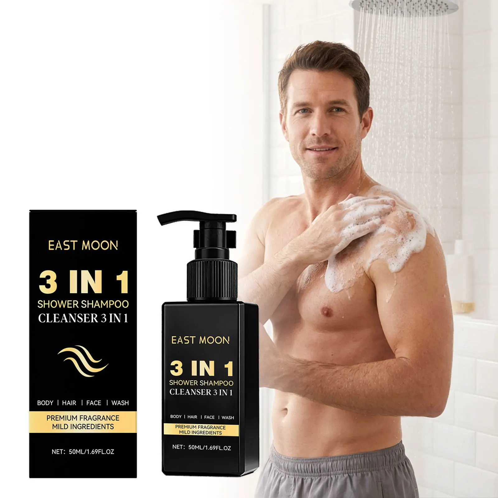 3-in-1-Duschshampoo für Männer, multifunktionaler Reiniger für Männer, 3-in-1-Duschgel-Shampoo für Männer, Gesichtswäsche, Tiefenreinigung, Körperwäsche
