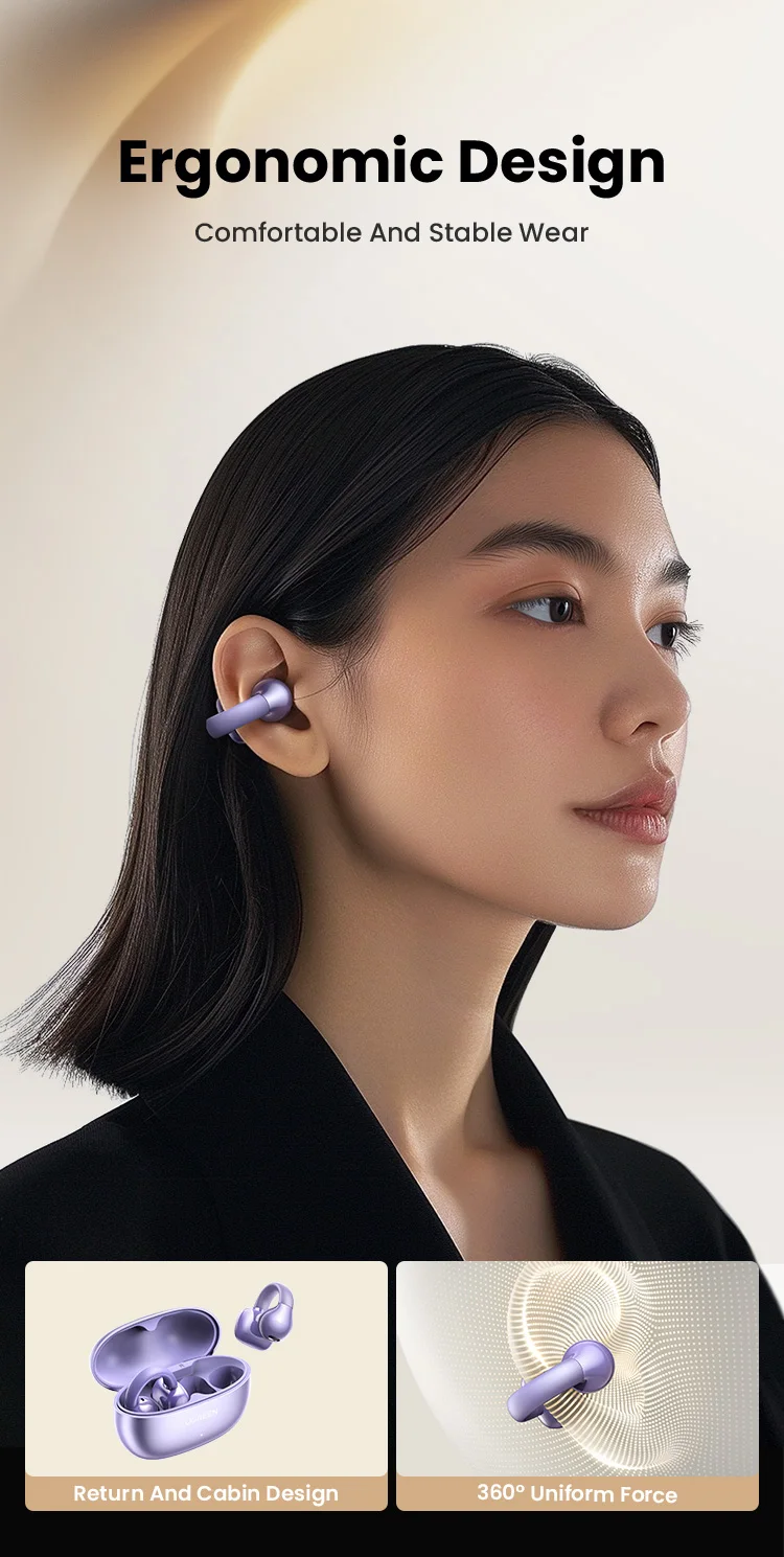 TWS Open Ear Clip Wireless Earbuds Bluetooth Sports Earphones Headphones in Mic with Earhooks & Ear Hook Headset