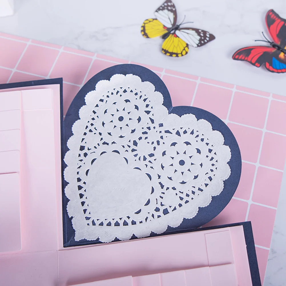 

300Pcs White Heart Shaped Cupcake Paper Liners Hollow-Out Design Baking Supplies for Party Placemat Heart Shape Cake Paper Pad