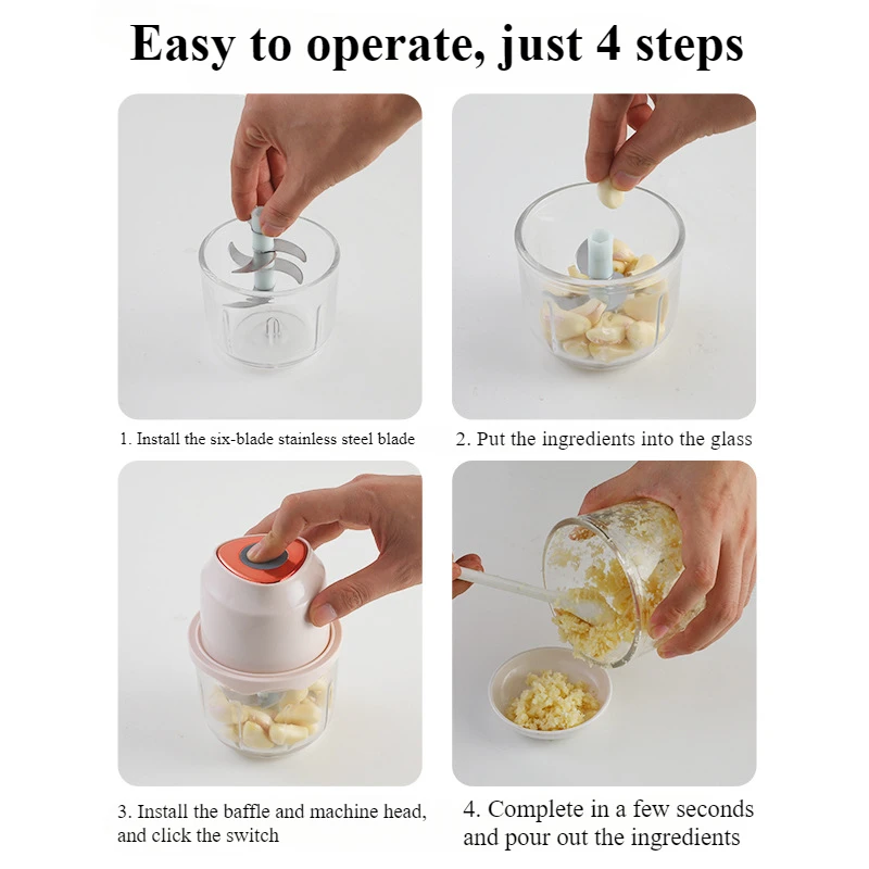 350ML Large Capacity Garlic Masher Onion Masher Glass Cup Garlic Machine Garlic Chopper Food Processor Kitchen Accessories