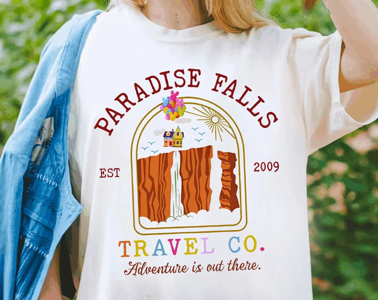 تي شيرت Retro Disney Pixar Up Movie Shirt Paradise Falls Travel Co Adventure Is Out There تي شيرت Wdw Magic Kingdom Tee