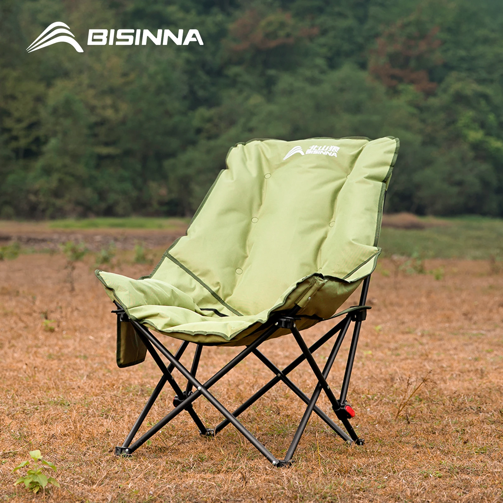 BISINNA Portable Camping Moon Chair High Back Folding Chair Backrest Adjustable Outdoor Leisure Hiking Fishing Picnic