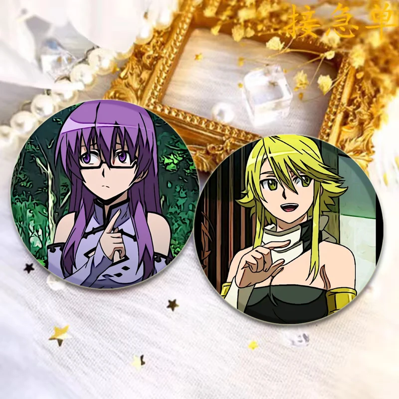 32/44/58mm Anime Brooches on Backpack Cartoon Coplay Badge Akame Ga Kill Enamel Pins Backpack Clothes Gift Accessory