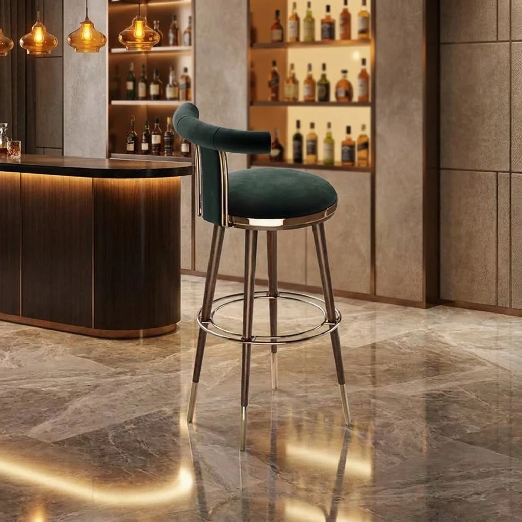 

Nordic Customized Swivel Bar Chair Modern Solid Wood Bar Stool Home Furniture Simple Designer High Bar Chair for Kitchen