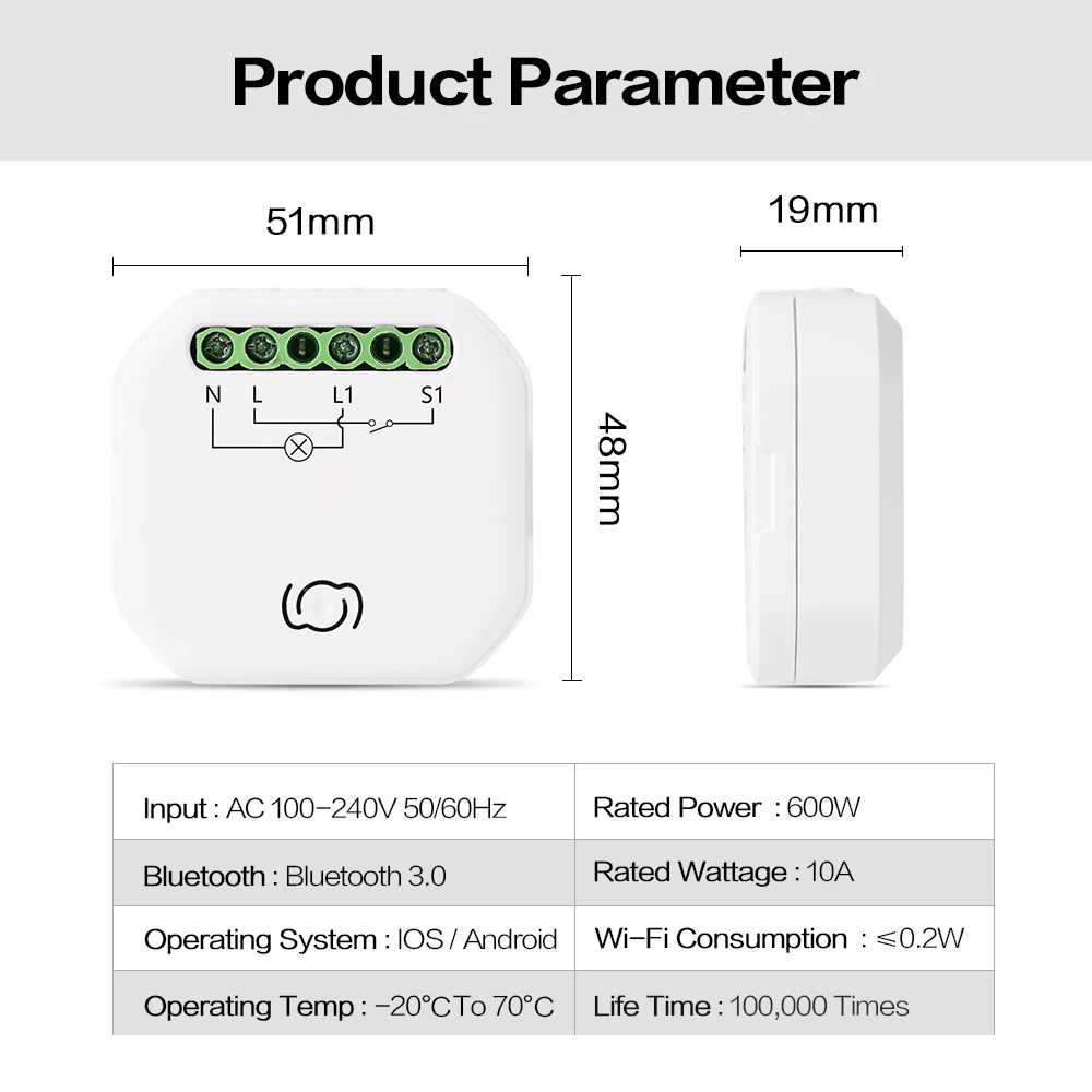 TAWOIA Smart WiFi Switch Module DIY Light Dimmer Curtain Switch Smart Life App Remote Control Alexa Google Home Voice Control