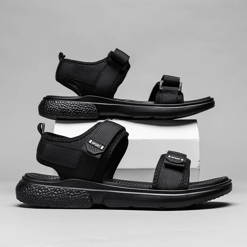 

Пара нескользящих мужских сандалий на лето, новые износостойкие дышащие простые мужские деловые пляжные туфли на белой подошве
