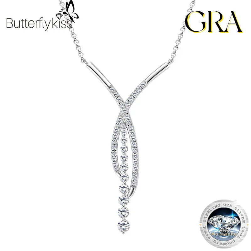 

Butterflykiss, новое ожерелье с подвеской из муассанита Y для женщин, серебро 925, регулируемая цепочка, роскошные ювелирные изделия с муассанитом, подарок