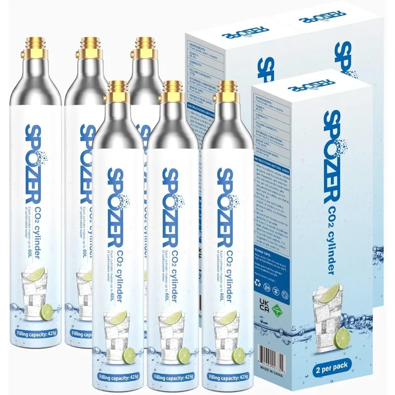 أسطوانة ثاني أكسيد الكربون سعة 60 لترًا لـ Sodastream، كربونات التبادل المتوافقة مع أجهزة صانع الصودا، التكيف: FIZZ، لمسة واحدة #1