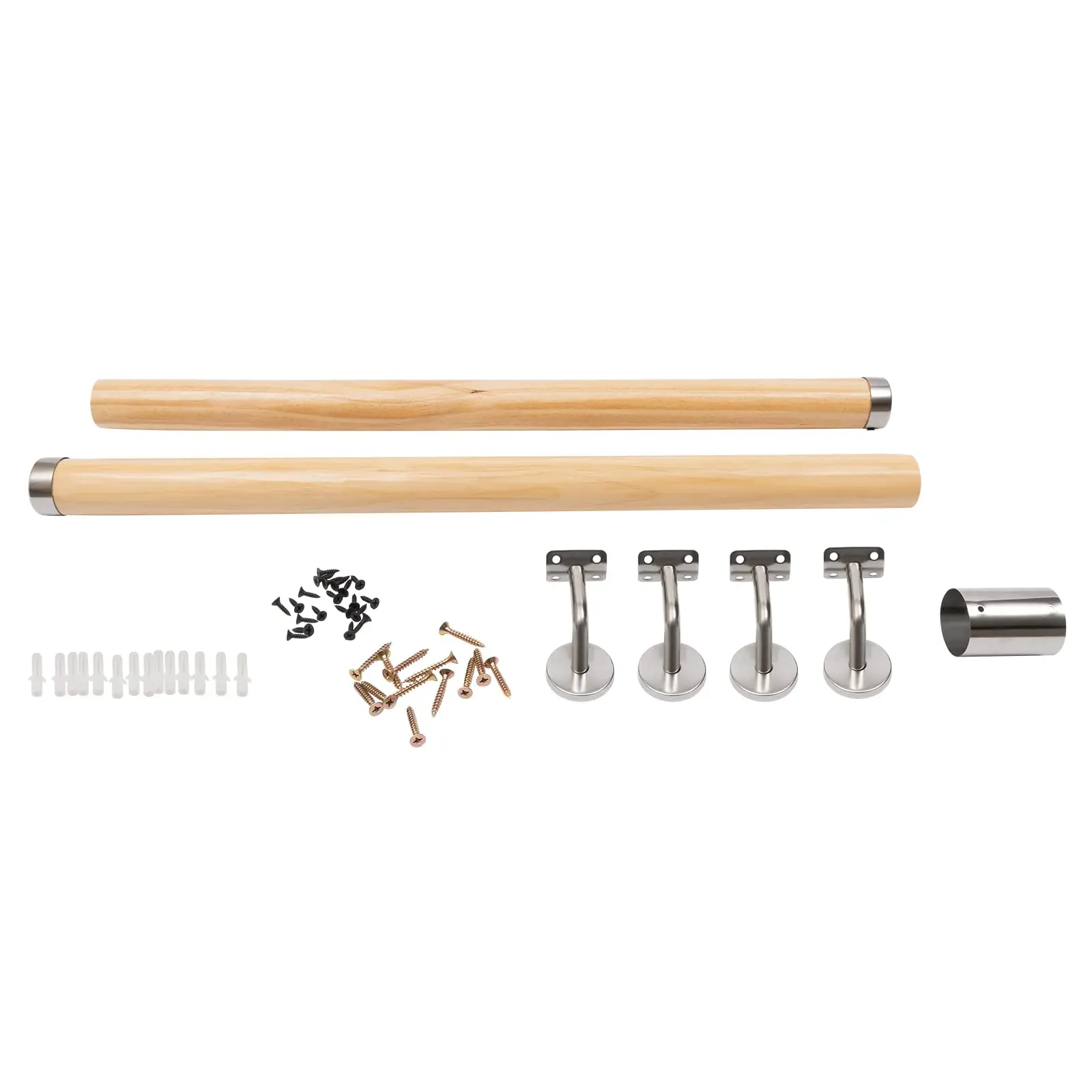 Dynami 2ft Wood Handrails for Indoor Stairs, Wall Mount Stair Handrails, Safety Non-Slip Stair Railing, Professional Pine Handrails