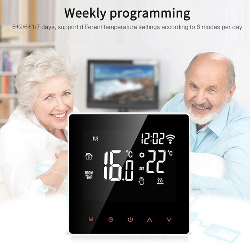 ABDE-3A Tuya الحياة الذكية واي فاي أداة تحكم في درجة الحرارة بالترموستات الكهربائية الطابق التدفئة المياه/الغاز المرجل لجوجل المنزل اليكسا