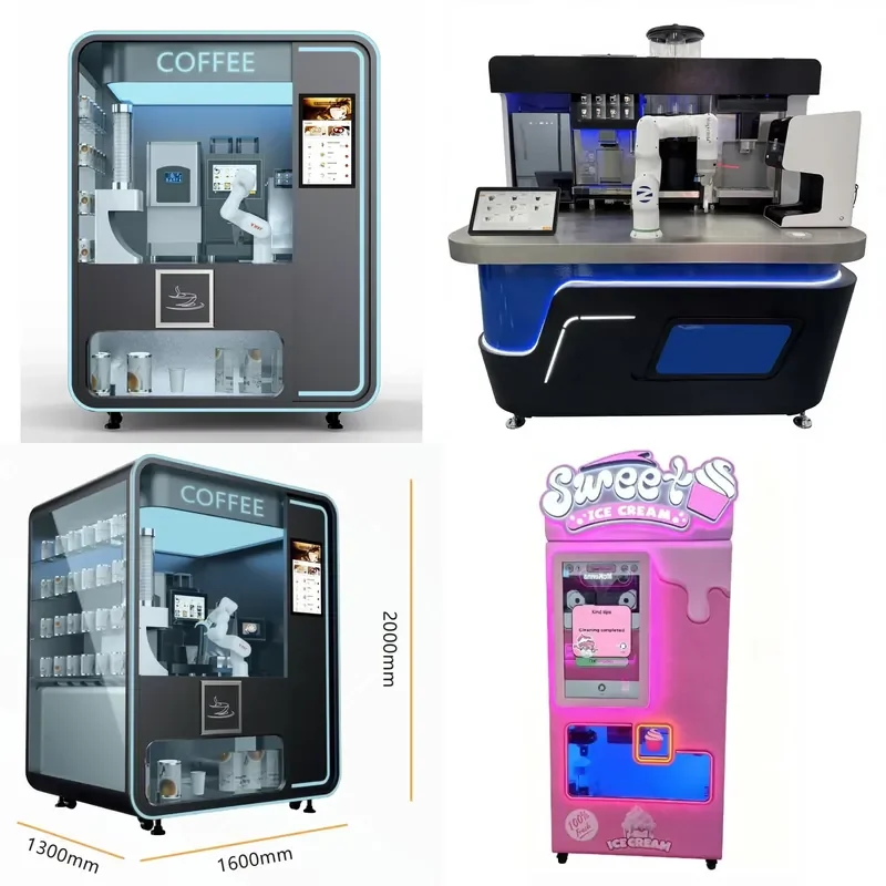 High Efficiency All-in-One Solution Arm Coffee Machine Ice Cream Maker Pizza Oven with Core Motor PLC Bearing