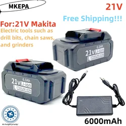 5S2P Makita 21V 18650 lithium battery,6.0Ah,suitable for electric tools such as Makita drills, chainsaws, and grinders.charger。