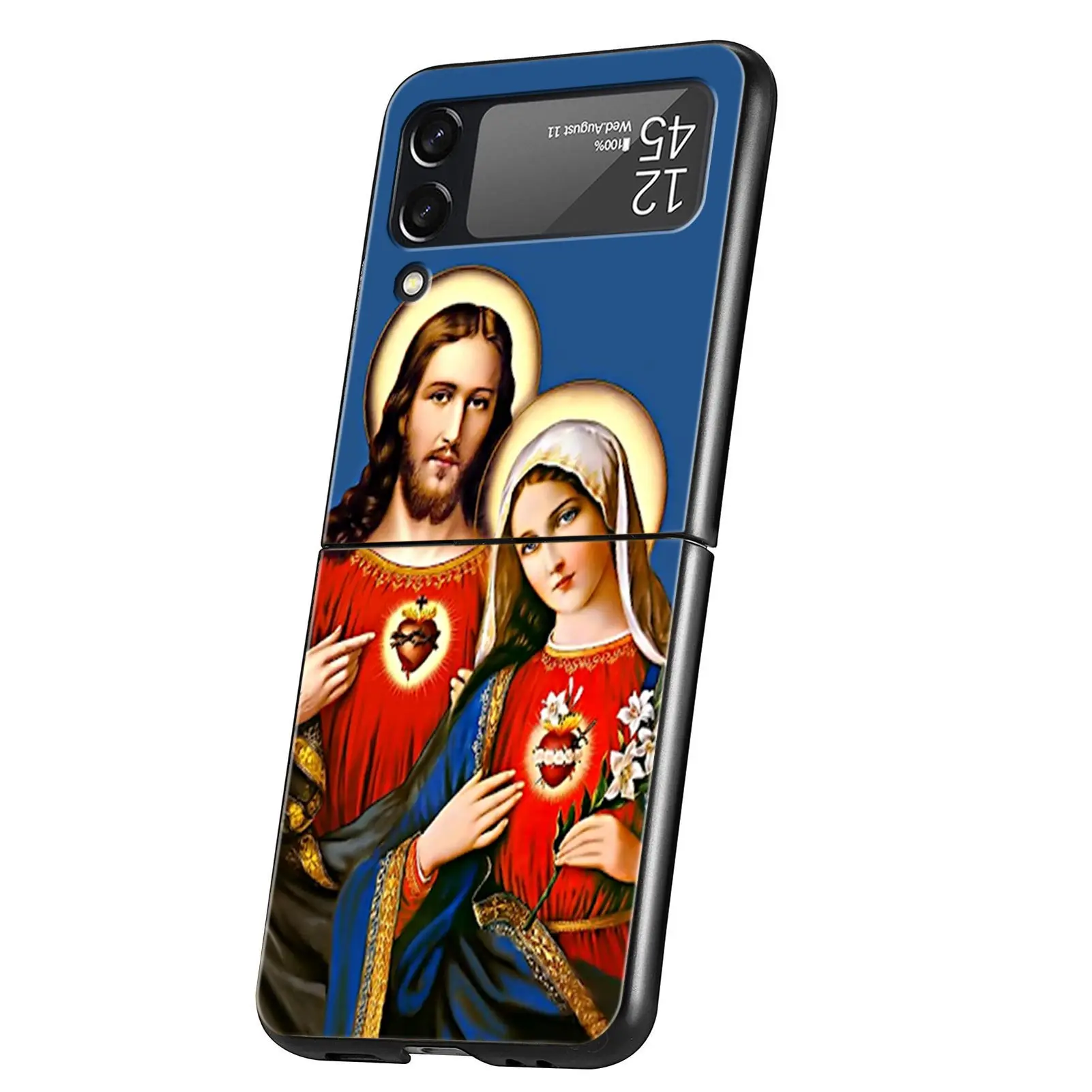 For Samsung Galaxy Z Flip 3 4 5 Hard Black Folding PC Phone Case New Faith Christian Religious Jesus For Samsung Z Flip3 Cover