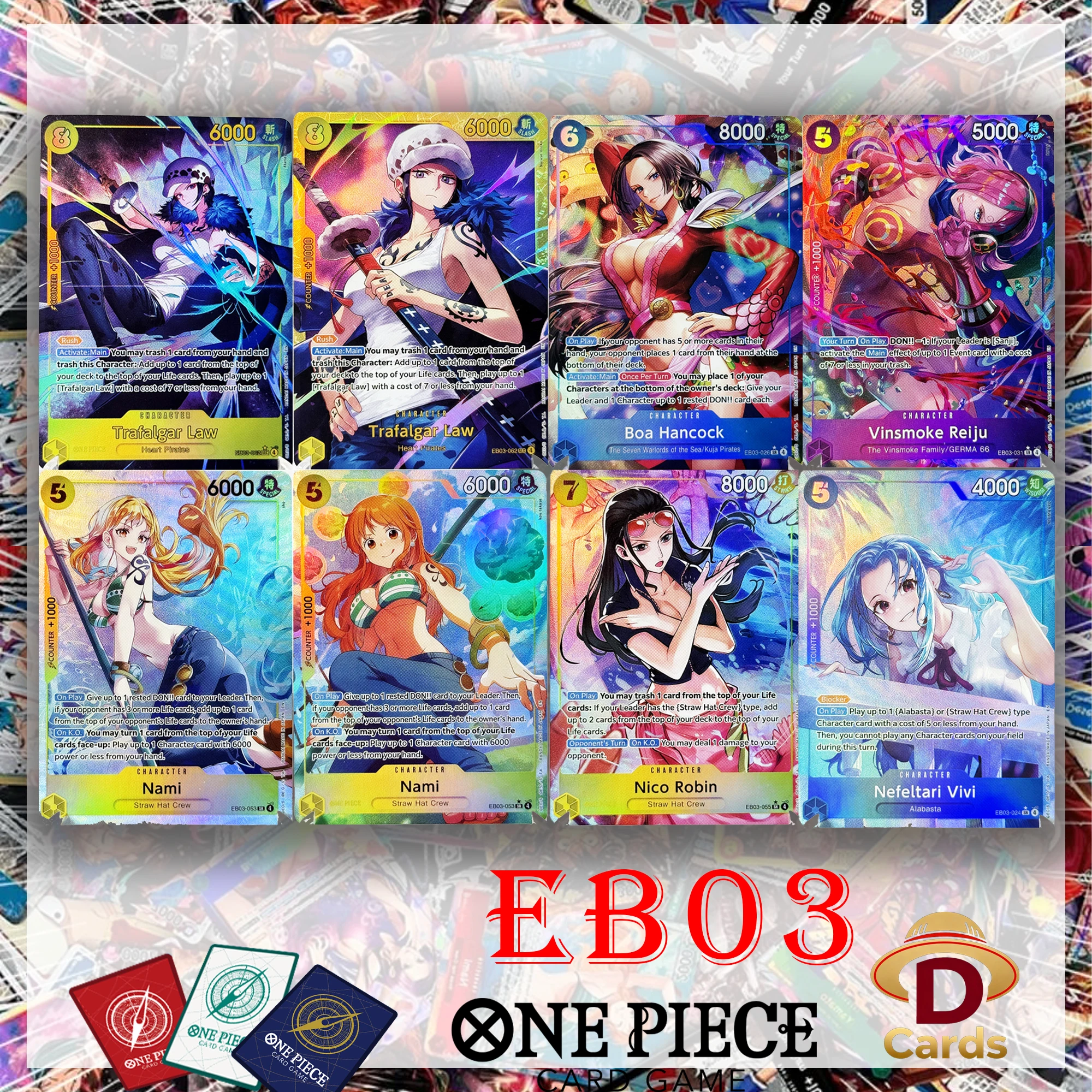 

Коллекционная карта One Piece Game Card EB03: Топовые одиночные карты, альтернативный дизайн, специальная карта, секретная редкая карта, аниме-коллекция, фольгированная текстура, прокси-карты