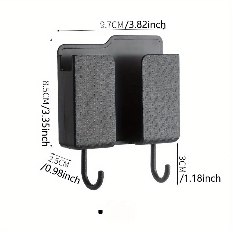3-in-1 Wall Mounted Storage Rack with Hook, Remote Control Bracket Box, Mobile Phone Charging Station, Suitable for Living Room view 5