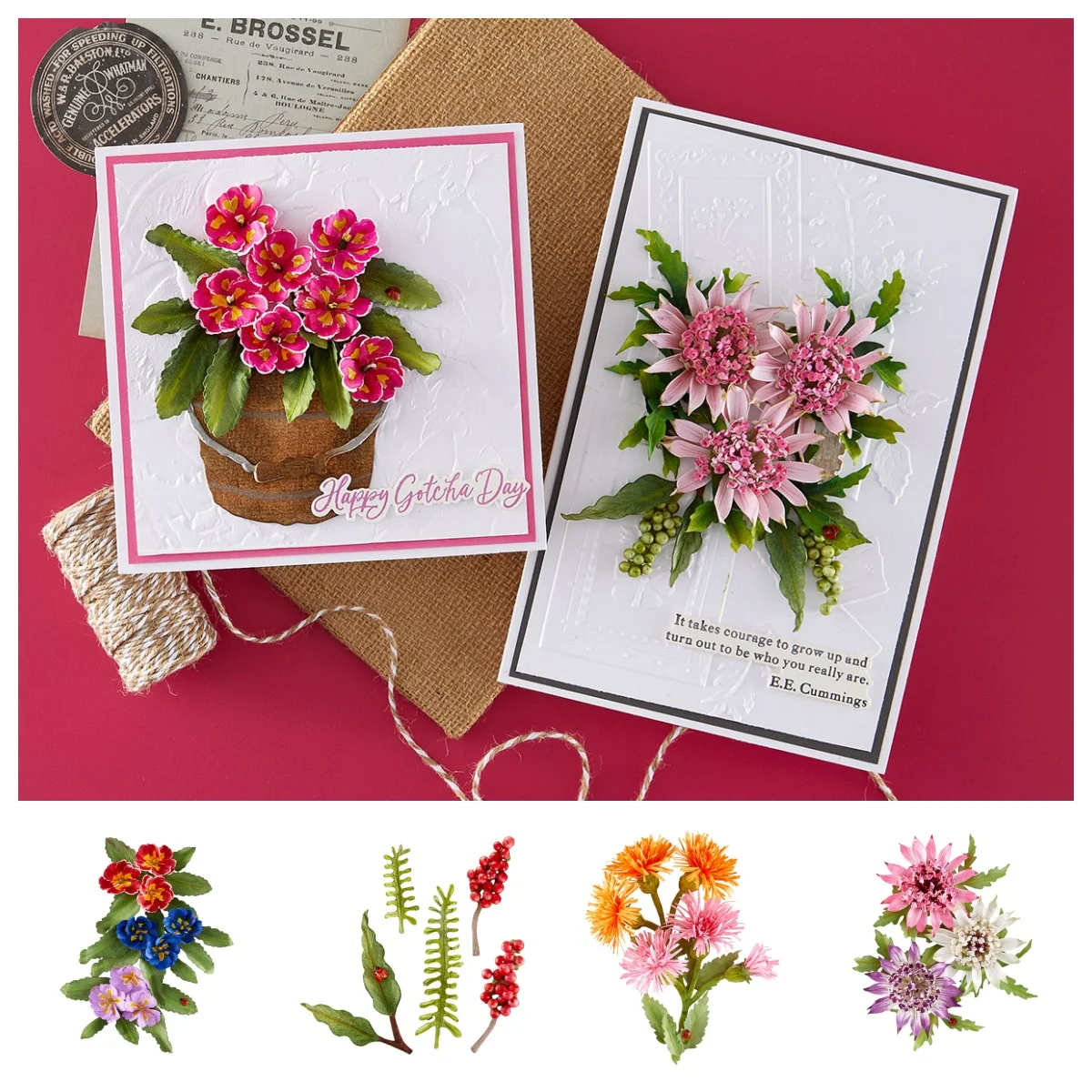 

Tassel Flower and Ladybugs Metal Cutting Dies Clear Stamps Stencil Hot Foil For DIY Scrapbook Craft Decoration Embossing