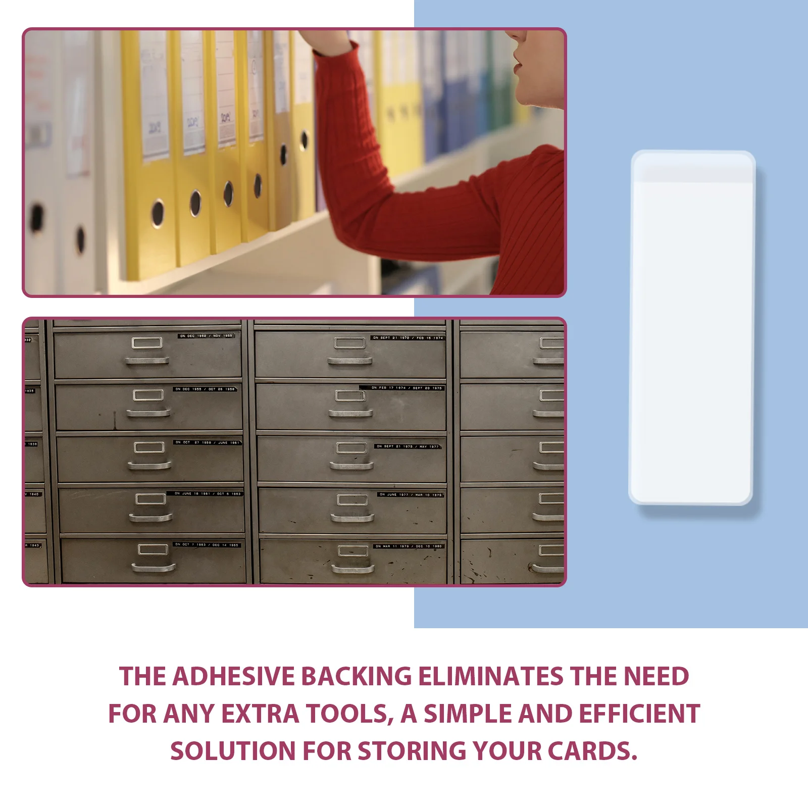 

6 Sheets File Classification Post Holder Clear Adhesive Label Holders Product Pocket Self Index Card Pockets Business