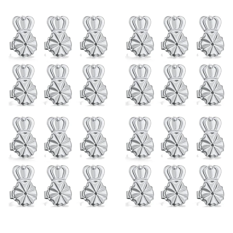 

12-Pairs Earring Backs,Earring Backs Lifter For Heavy Earrings, Adjustable Hypoallergenic Secure Earring Backs(Silver)