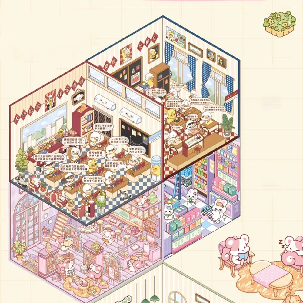 

10 в 1, книга с наклейками с пейзажем, сделай сам, милые 3D наклейки, набор сцен, бесплатная комбинация, мультяшная сцена с кабиной, карманная наклейка для студентов