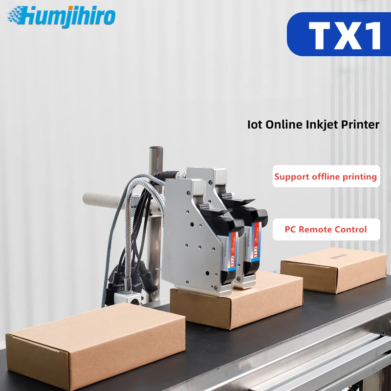 Two Heads Lot Online Thermal Inkjet Printer PC Remote Control QR Code Batch Date Logo Expiry Date Production Line Inkjet Printer