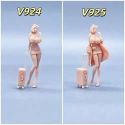 1/64 1/43 Figurines Scale Model Resin Coat Strap Luggage Female Uncolored Miniatures Diorama Hand-painted T924 T925