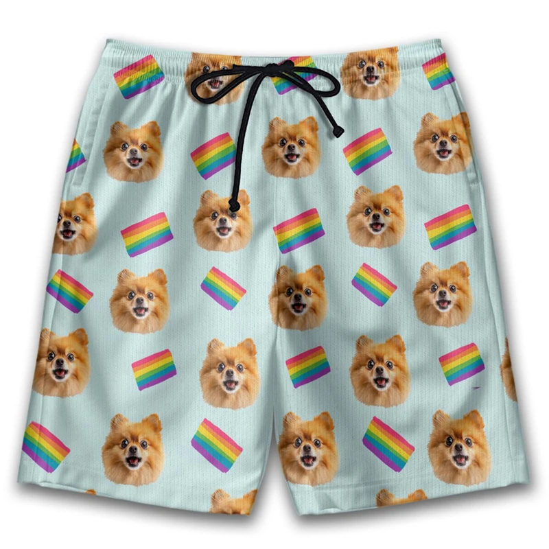 LGBT Pet Dog 3D Printed Beach Shorts Hip Hop Pride Lesbian Gay Rainbow Flag Trunks Husky Corgi Chihuahua LGBT Bermudas Trousers