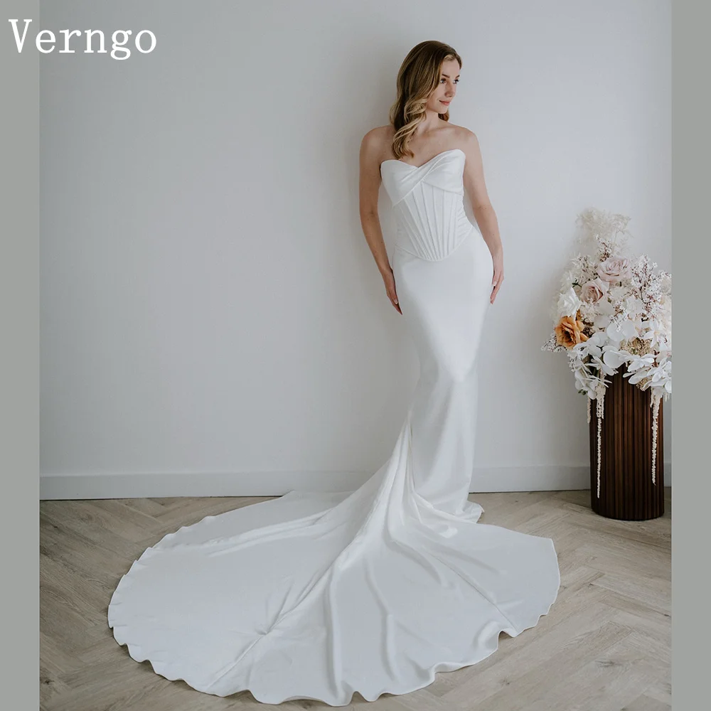 

Verngo Sweetheart Mermaid Wedding Dress Classy Sweep Train Bridal Gowns Women Modern Bride Dresses Boho Customized