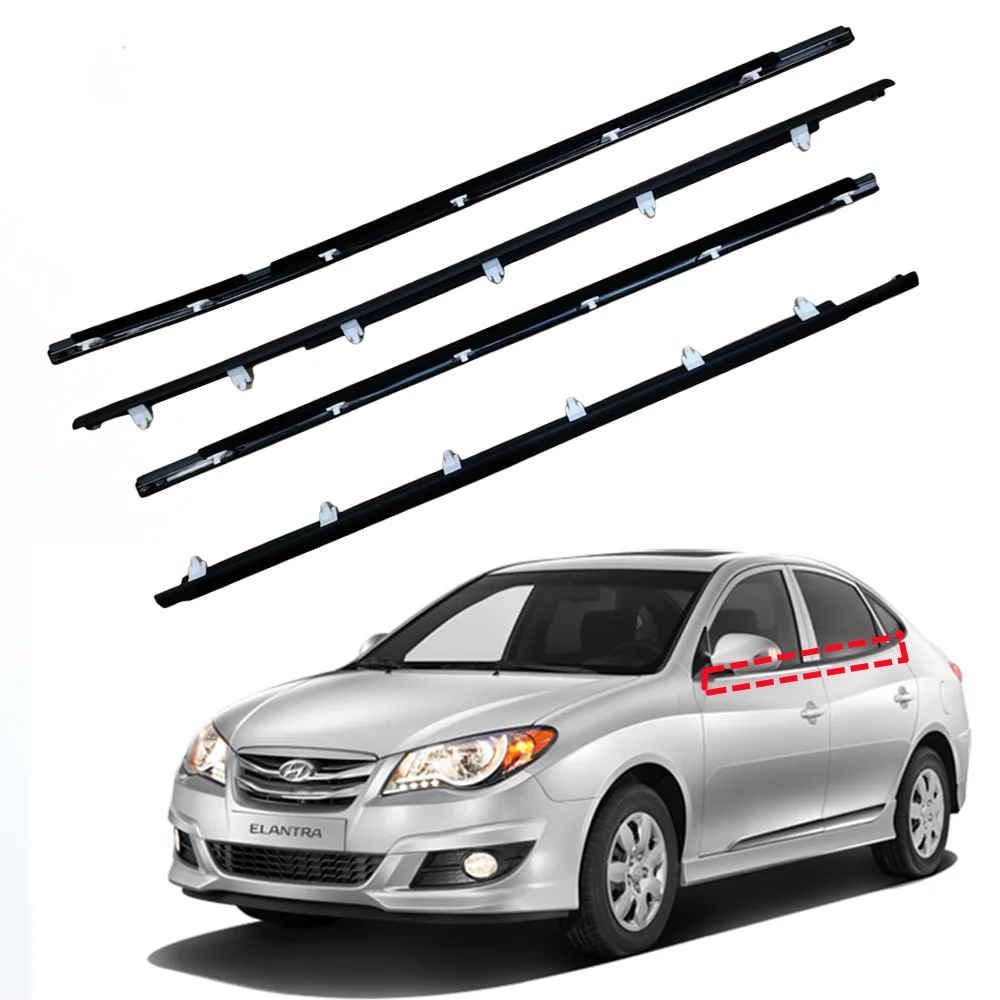 

Fit for Hyundai Elantra 2006-2011 2012-2015 2015-2019 Exterior Moldings 4PCS Door Window Weatherstrips Seal Belts Strips Styling