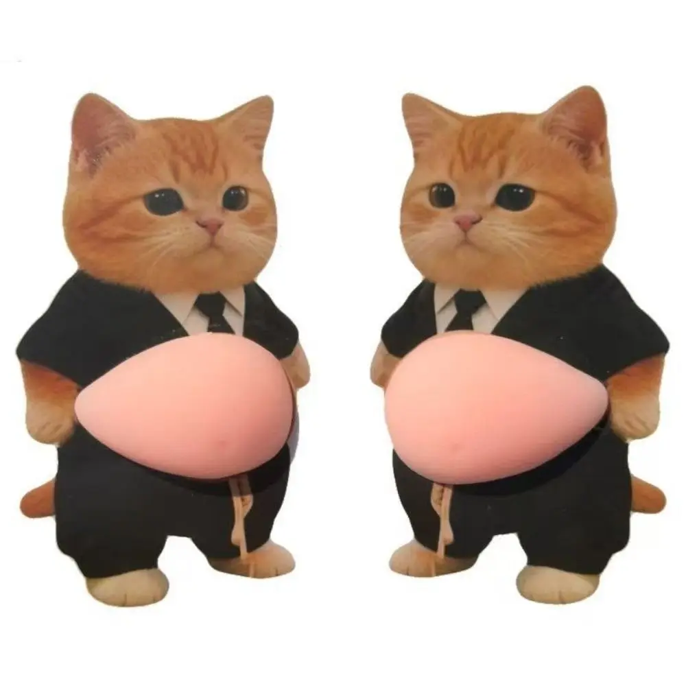2Pcs New Soft Silicone 3D Cat Belly Stickers Self-Adhesive Cartoon Kitten Soft Belly Sticker Bubble Sticker Laptop Decal