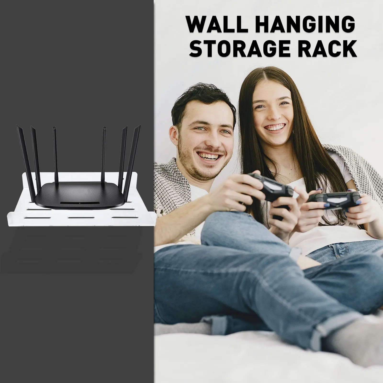 1Set Storage Rack Wall Mounted Holder Moisture Proof Breathable Household Wall Shelf Router Organizer Speaker