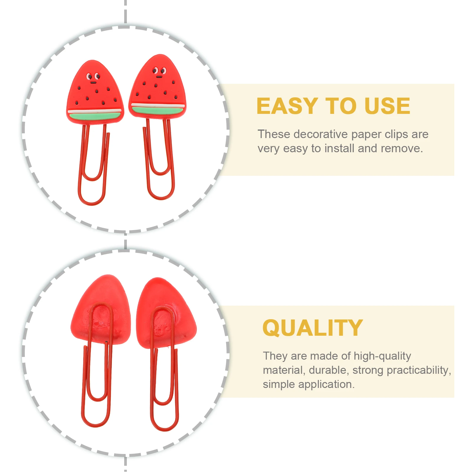 6 Pcs Fruit shaped Clips Mini Lovely Colored Clamps Soft Rubber Paper Clips Easy Install Remove Suitable Files