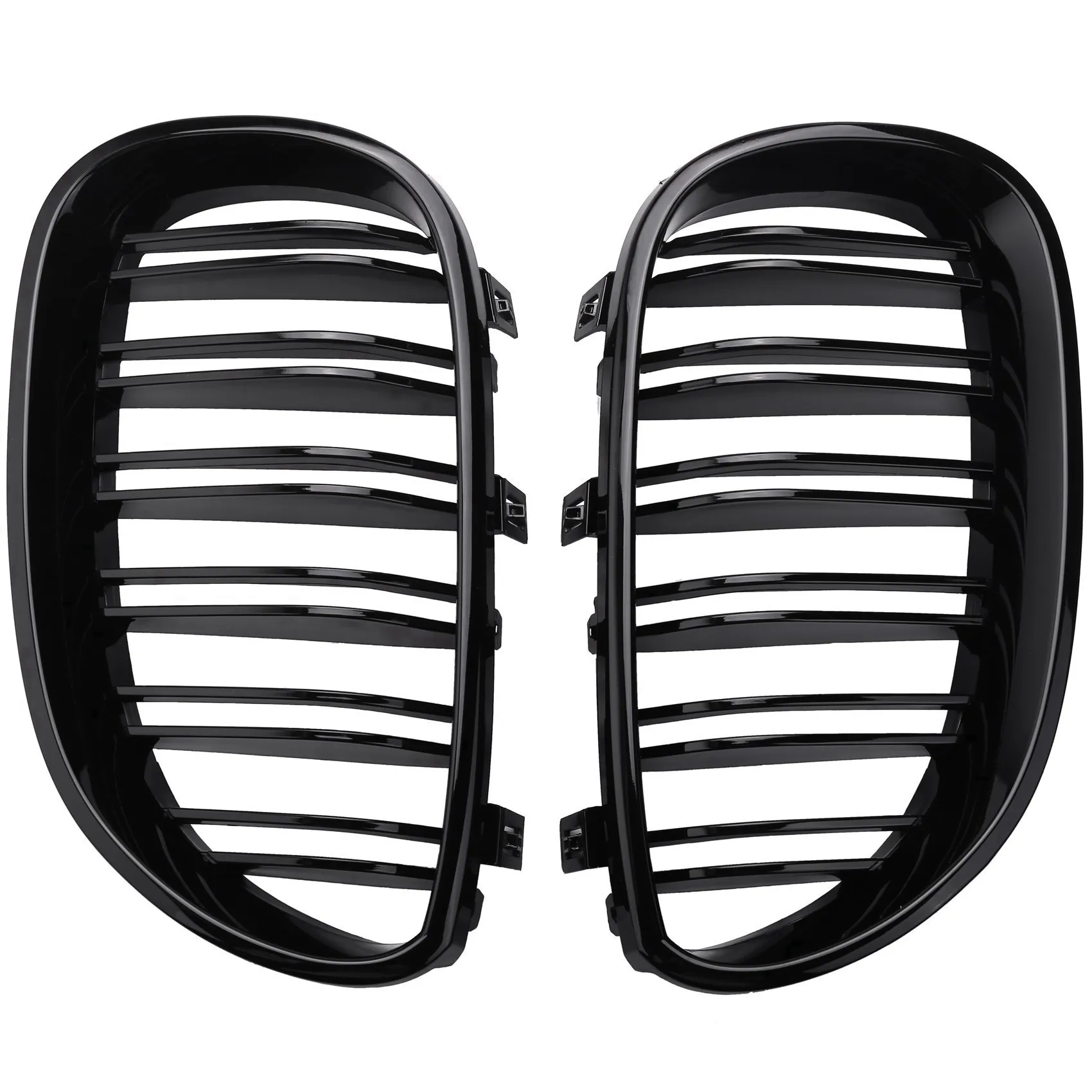 1 Pair Gloss Black Front Kidney Grill Double Slat Double Line Grille for E60 E61 5 Series 2003-2010 Car Accessories Coupe