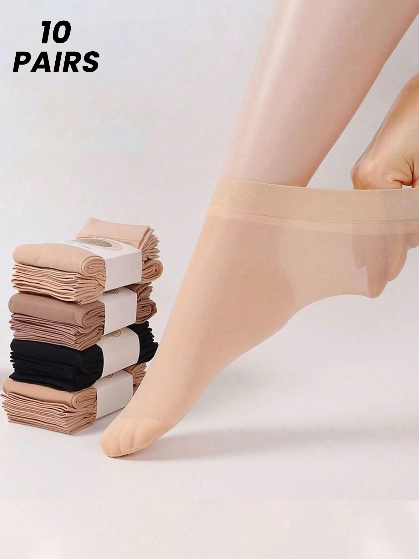 10 Pairs of Women's Universal Durable Anti-Snag Stockings, Summer Long Mid-Tube Steel Wire Socks, Medium Thickness Summer Socks