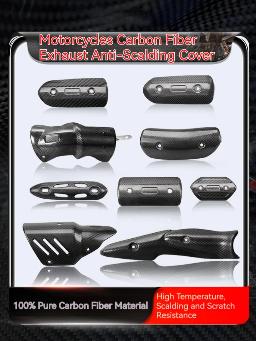 Motorcycle Exhaust Pipe Real Carbon Fiber Protector Heat Shield Muffler Guard Anti-scalding Cover