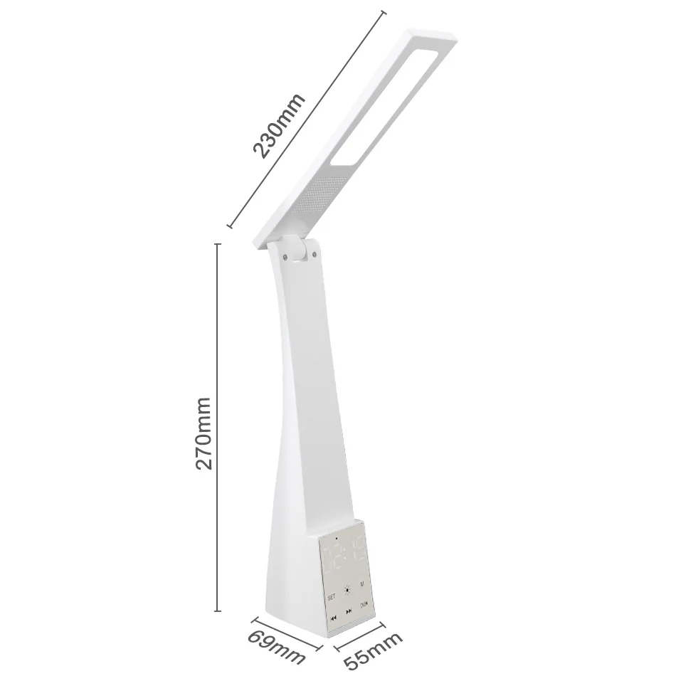 Rechargeable Led Desk Lamp With Bluetooth Speaker Temperature Alarm Clock Dimmable Table Lamp Child Eye Protection Reading Light