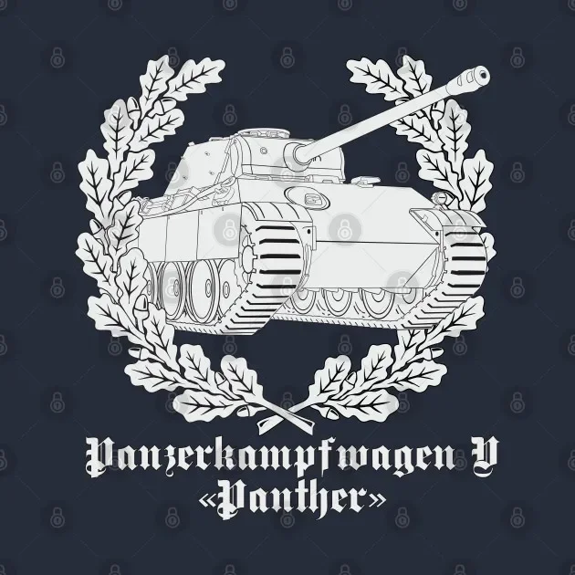 Wehrmacht Pz-V Panther Tank and A Wreath of Oak Leaves T-Shirt 100% Cotton O-Neck Short Sleeve Casual Mens T-shirt Size S-3XL