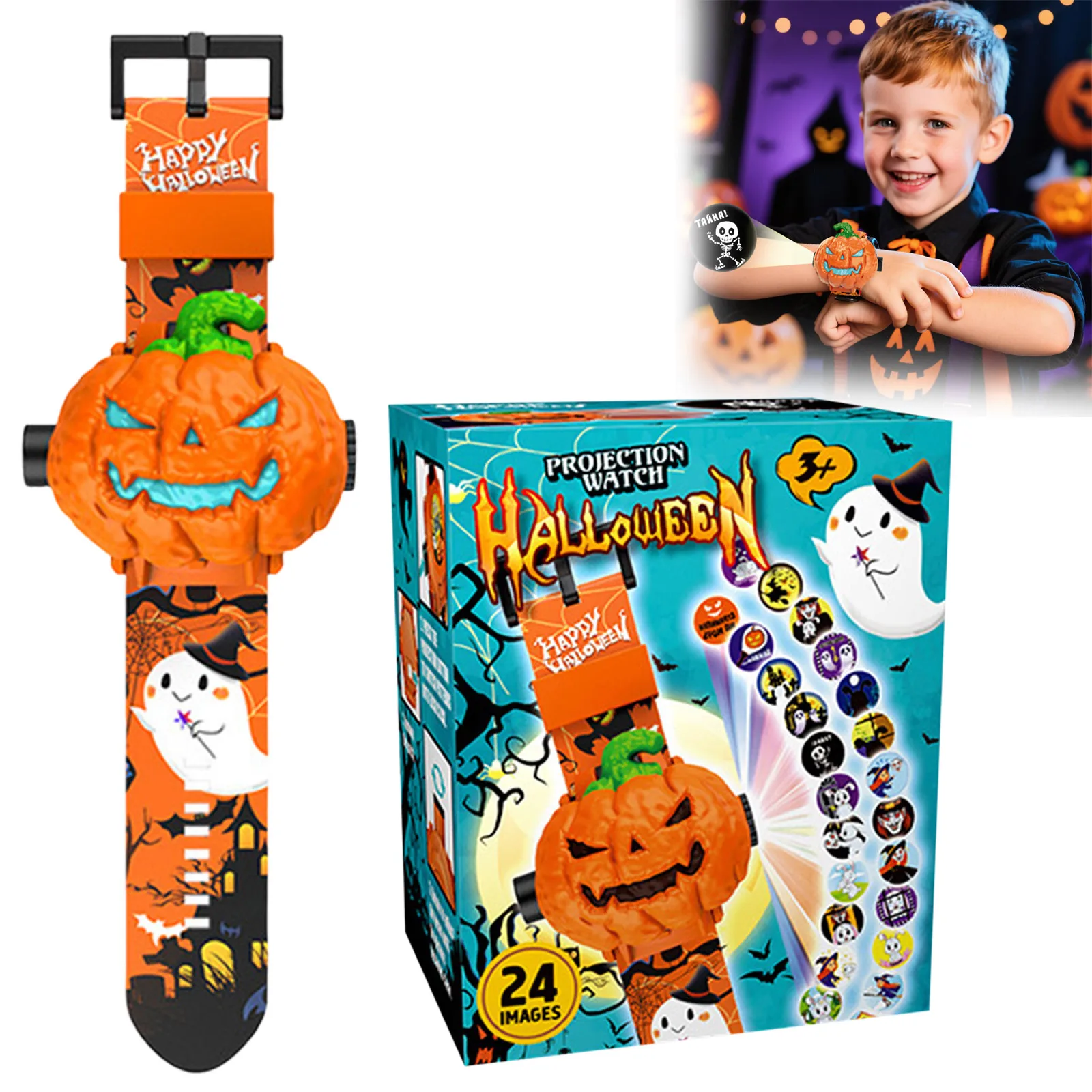 لعب حصيرة اللعب للأطفال هالوين اليقطين الإسقاط مشاهدة التعليم المبكر والذكاء لعبة مضيئة لعبة ساعة الأطفال #2