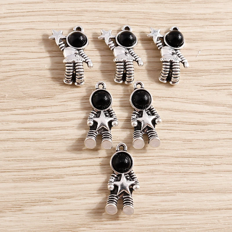 Tusember 10 Stück Legierung Spaceman Stern Astronaut Charm Anhänger für Schmuckherstellung Ohrringe Armband Halskette Zubehör DIY Handwerk – Detail 9
