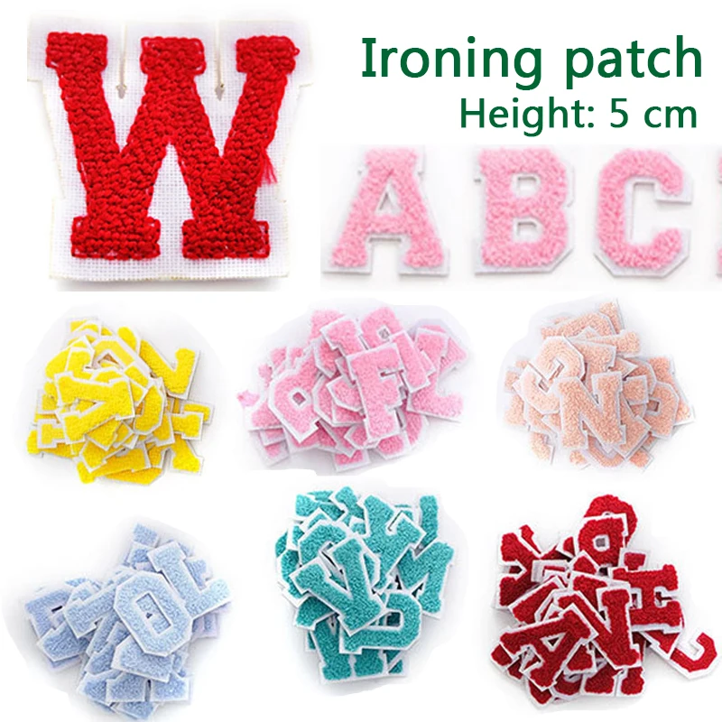 Patchs brodés de lettres anglaises pour vêtements, patchs thermocollants pour vêtements pour enfants, patchs de broderie de sacs, patch de nom bricolage, 5cm, 1PC