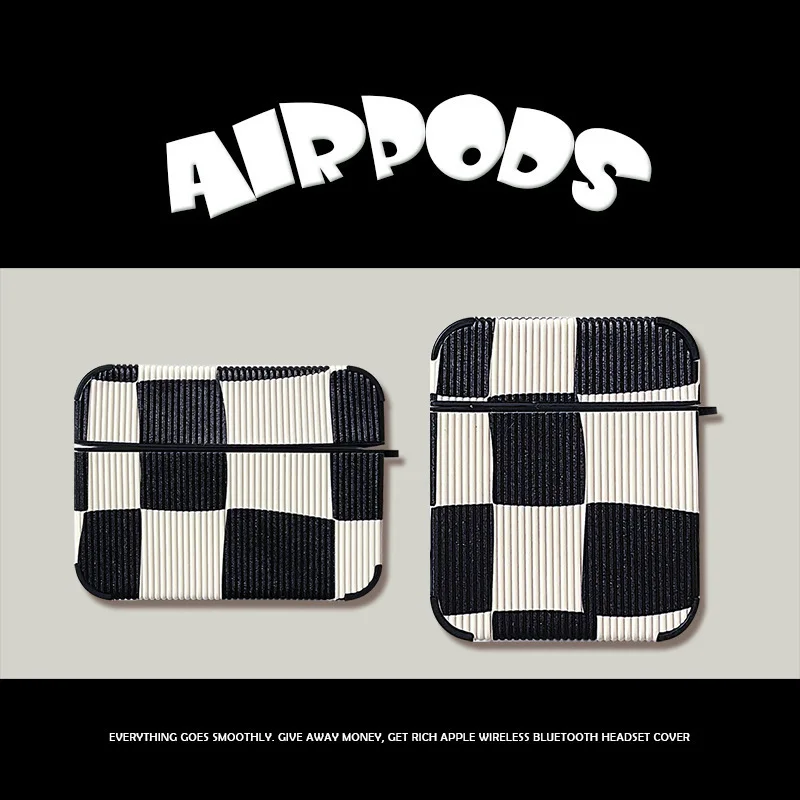 Funda para auriculares INS Vintage con tablero de ajedrez blanco y negro para Apple Airpods Pro2, funda para Airpods 3, tercera generación, funda AirPod 2 1