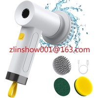 Kitchen Spin Scrubber Usb 4 in 1 Handheld Cleaner Bathroom Clean Brush Electric Cleaning Brush to Dishwashing Sink Tile