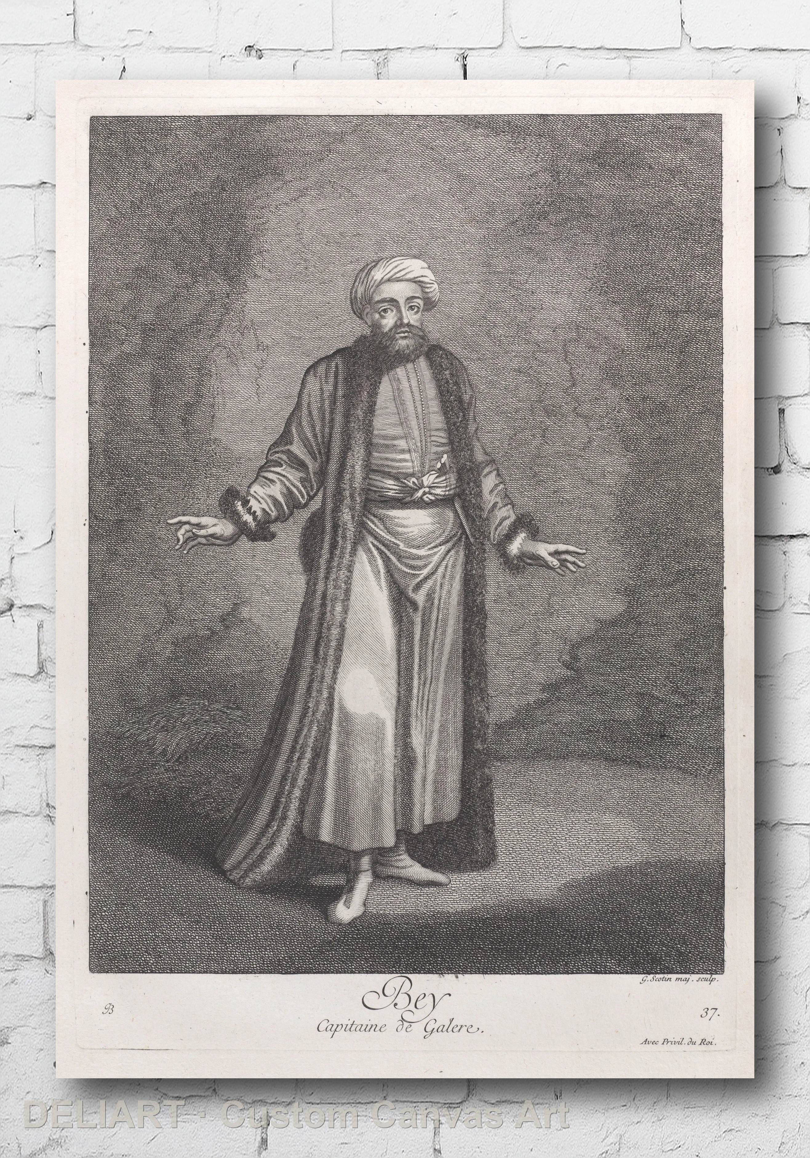 Ottoman Vintage Costume Art by Jean Baptiste Vanmour - Travel Canvas Wall Art Poster Print Vintage Home Decor Unframed