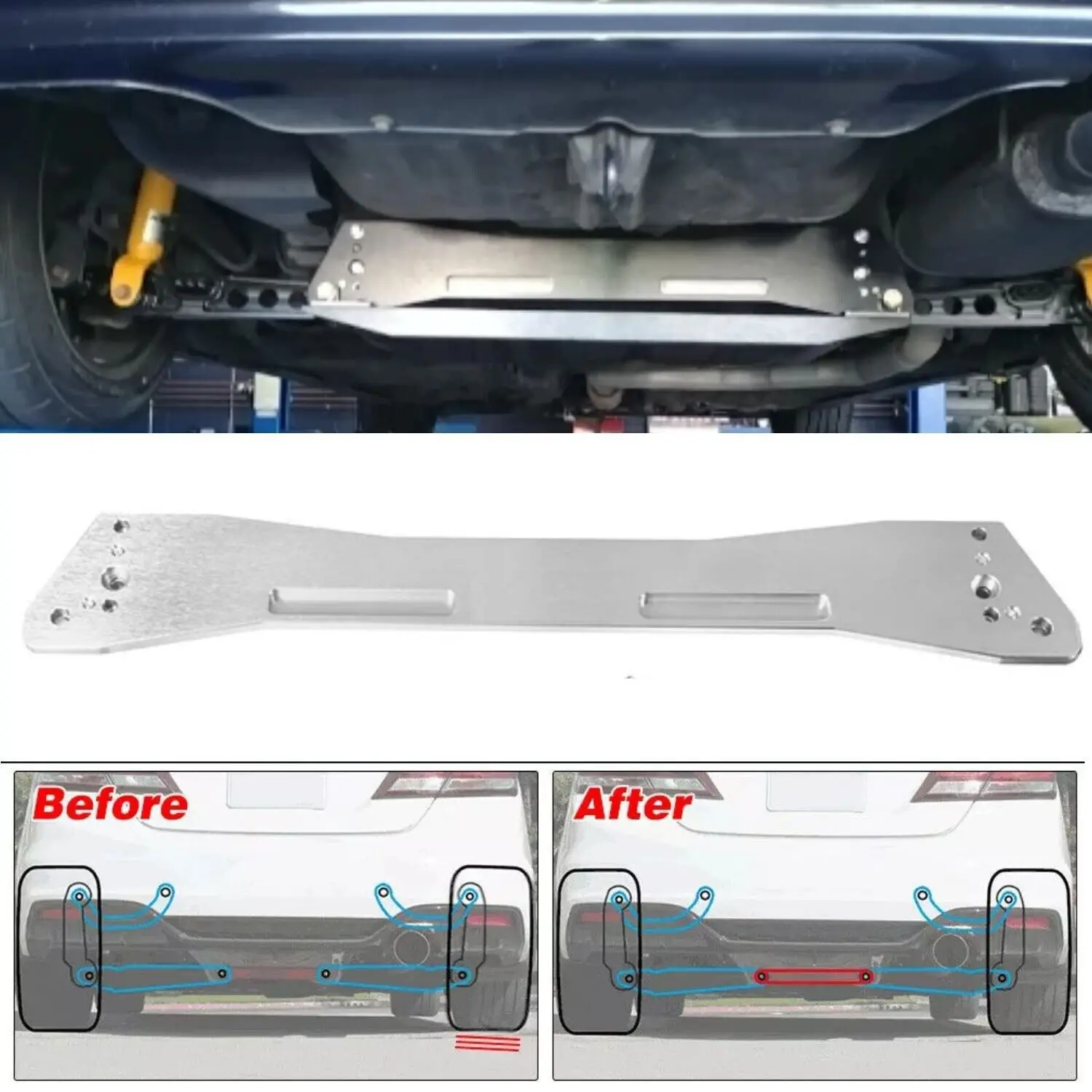 Silver Billet Rear Lower Subframe Bracket for Honda Civic EG 92-95Integra 94-01