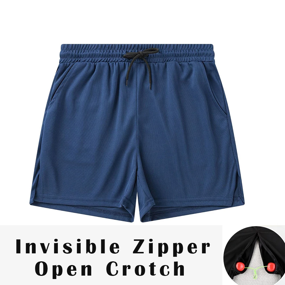 Invisible Zipper Open Crotch Casual Shorts Pants Summer Outdoor Couples Sexual Bottoms